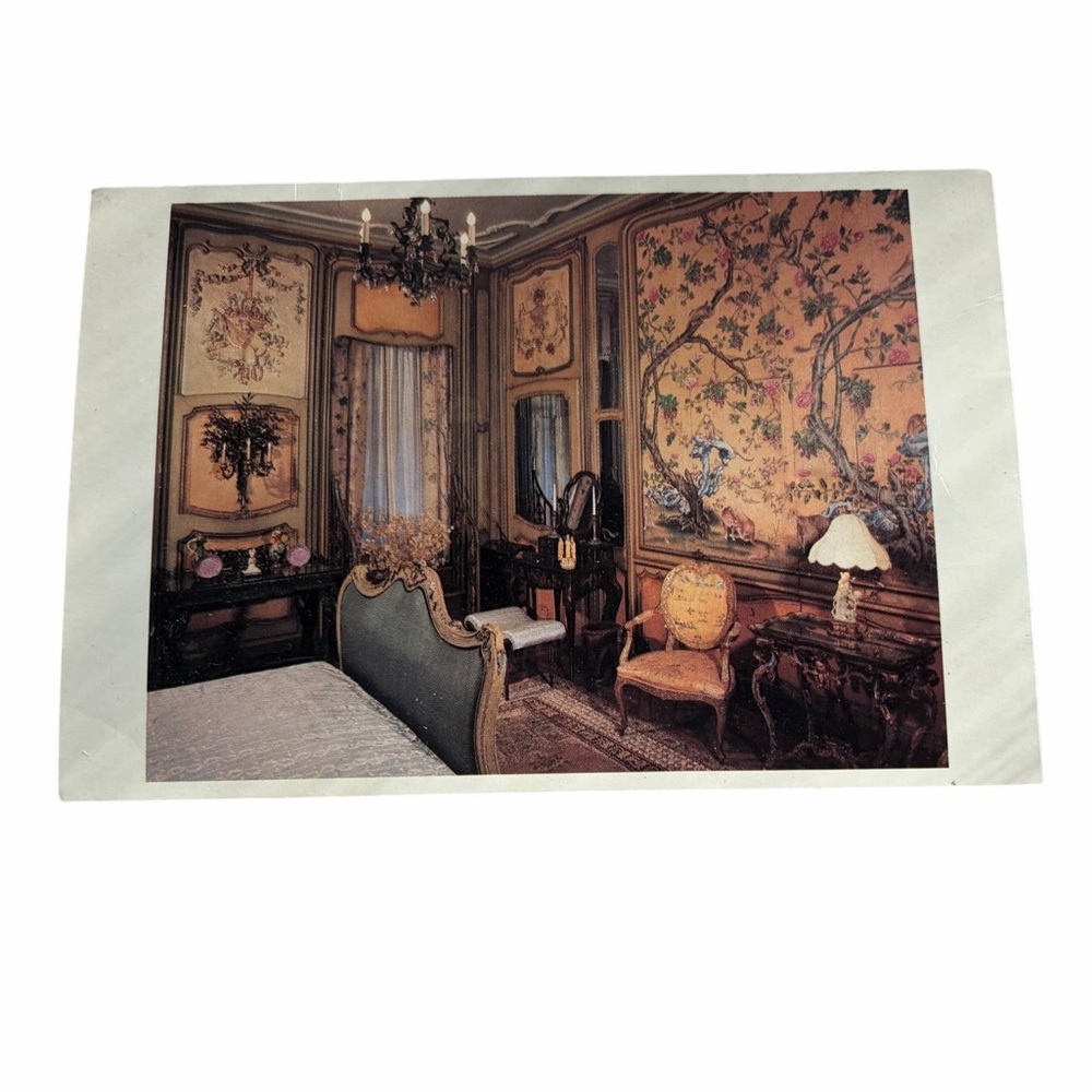 Vintage French Rococo Bedroom Postcard | Ornate Victorian Interior